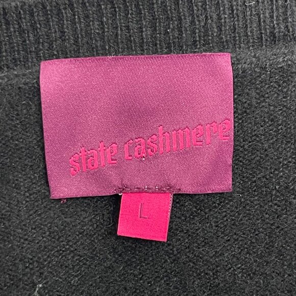 State Cashmere Women's Black V-Neck 100% Cashmere Sweater Size Large - Picture 5 of 7
